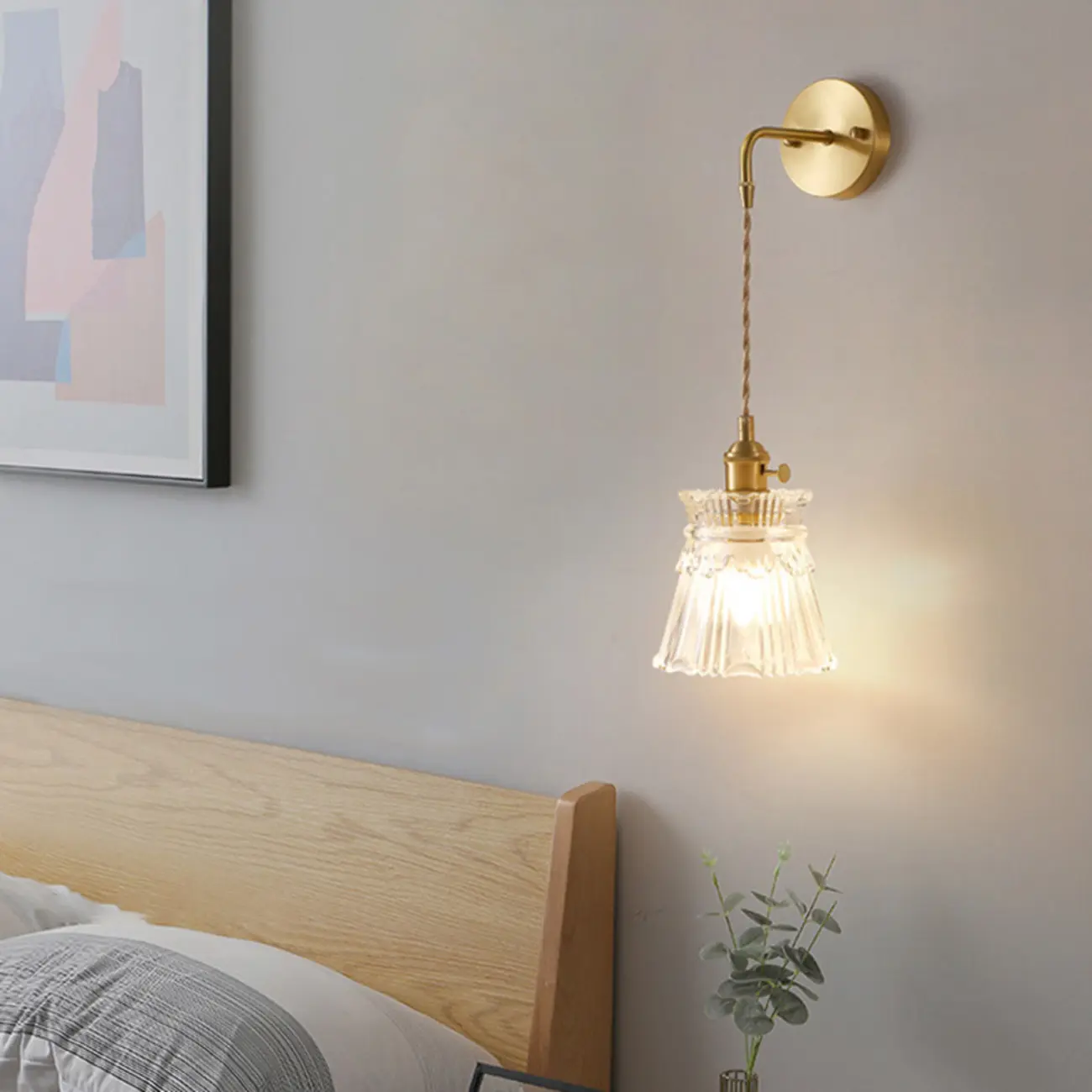 Elegant Cylinderial Gold Glass Wall Sconce Image - 18 | homeyfad