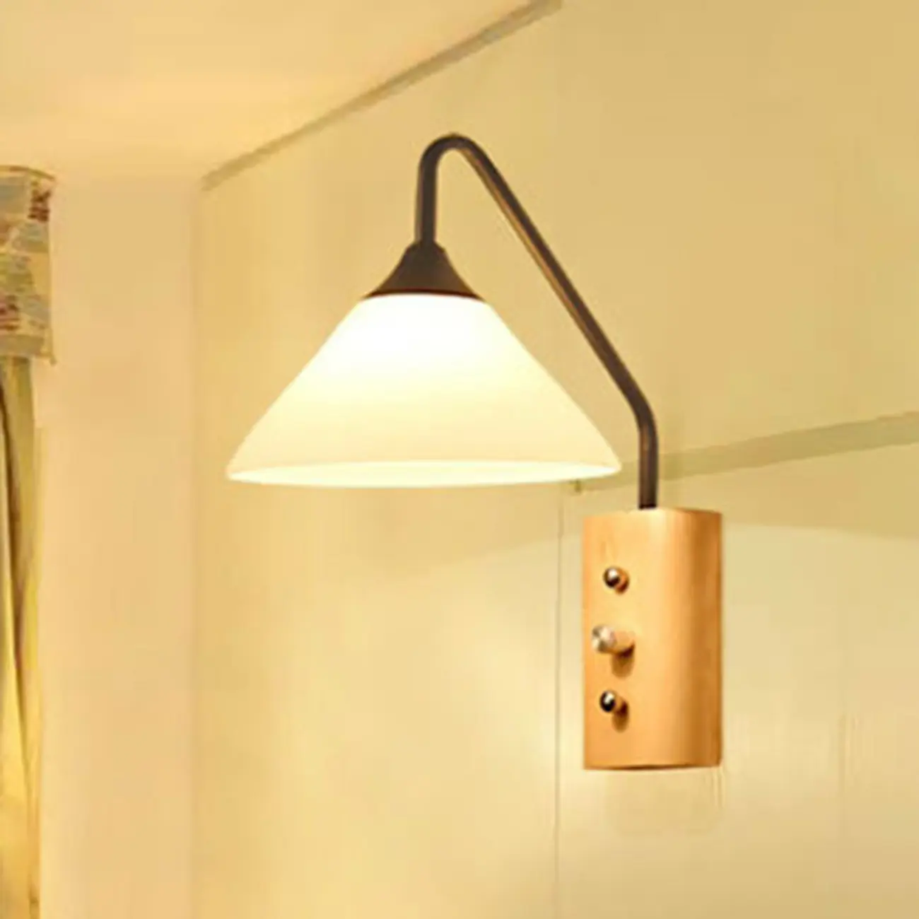 Modern Alloy Wall Light with Geometric Shade for Bedroom Image - 2 | homeyfad