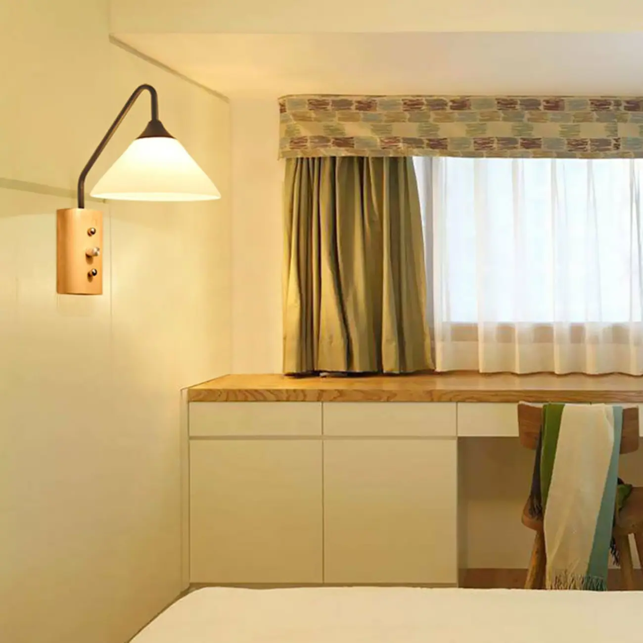 Modern Alloy Wall Light with Geometric Shade for Bedroom Image - 7 | homeyfad