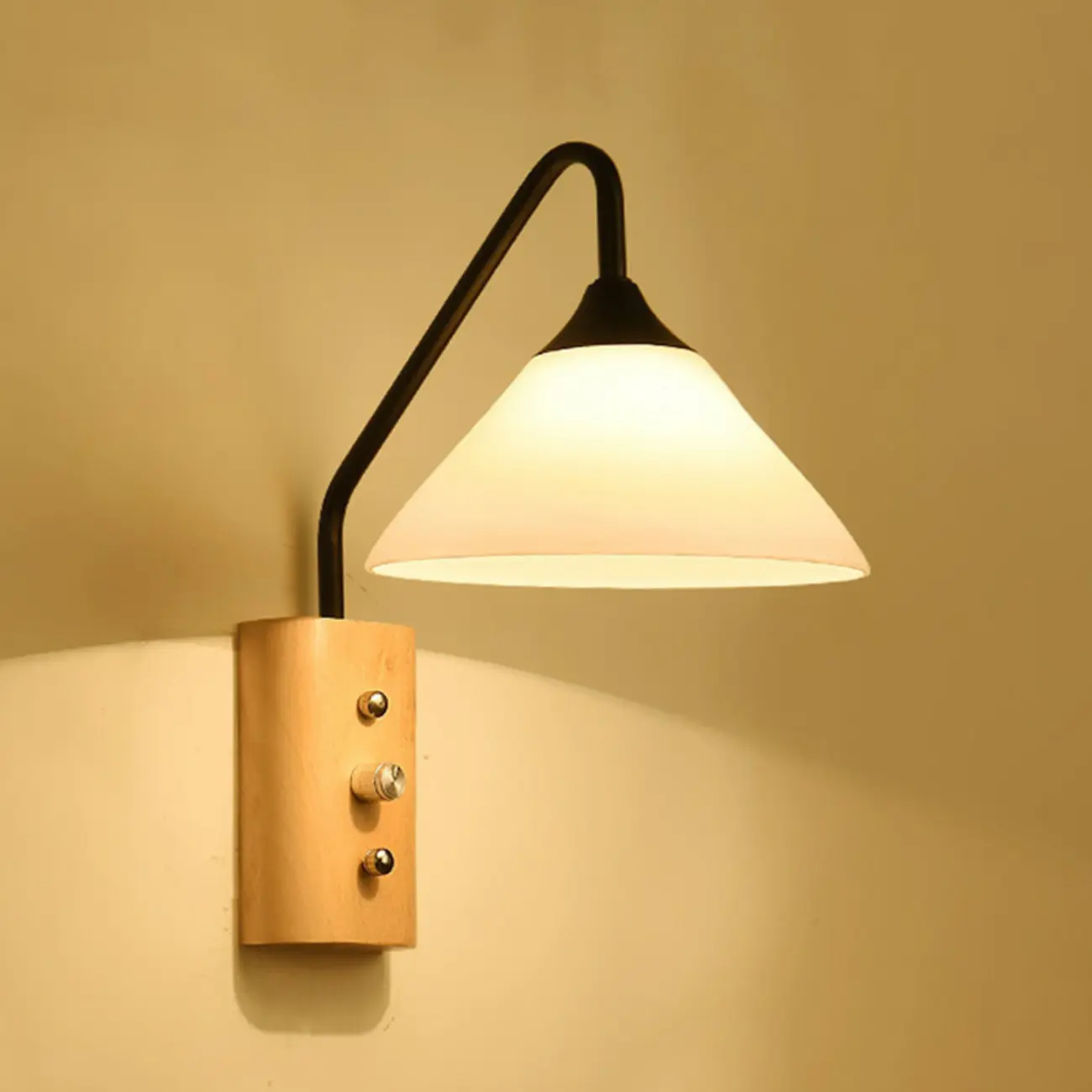 Modern Alloy Wall Light with Geometric Shade for Bedroom Image - 8 | homeyfad