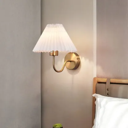 Classic Fabric Pleated Cone Shade Wall Sconce Image - 5