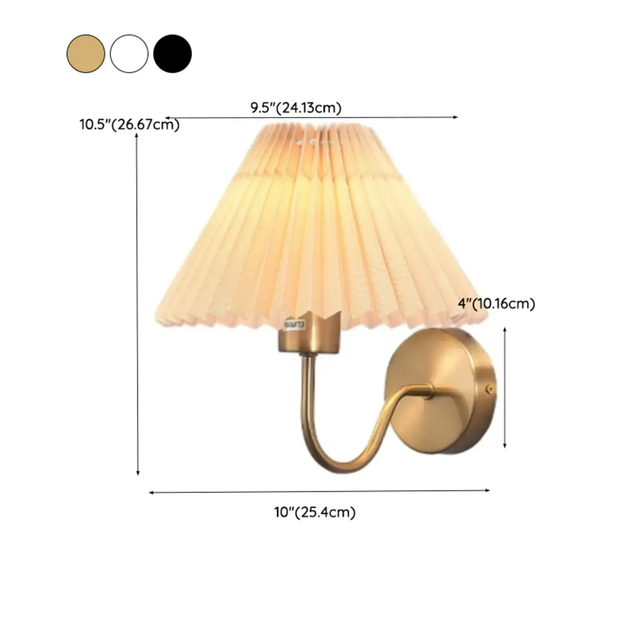 Classic Fabric Pleated Cone Shade Wall Sconce Image - 15