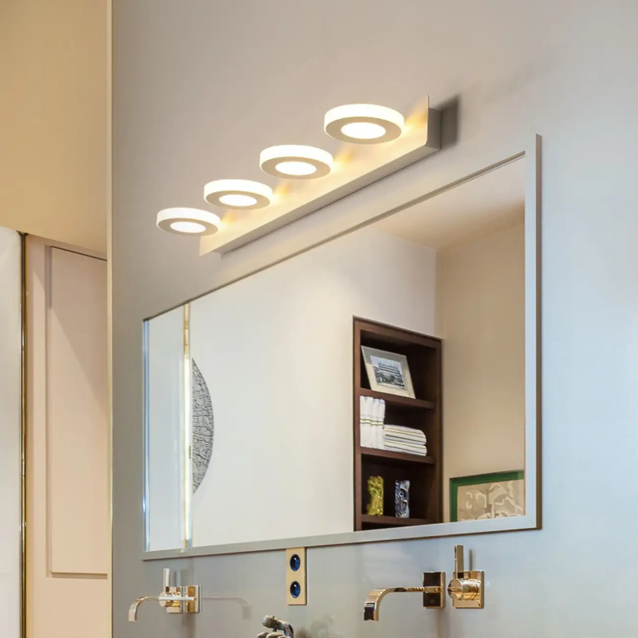 Classic Circular LED Vanity Light with Acrylic Shade for Bathroom Image - 2 | homeyfad