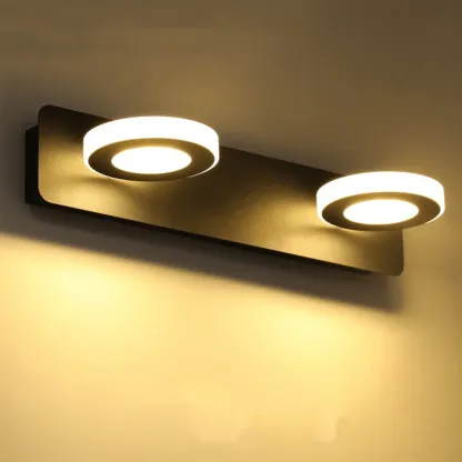 Classic Circular LED Vanity Light with Acrylic Shade for Bathroom Image - 4