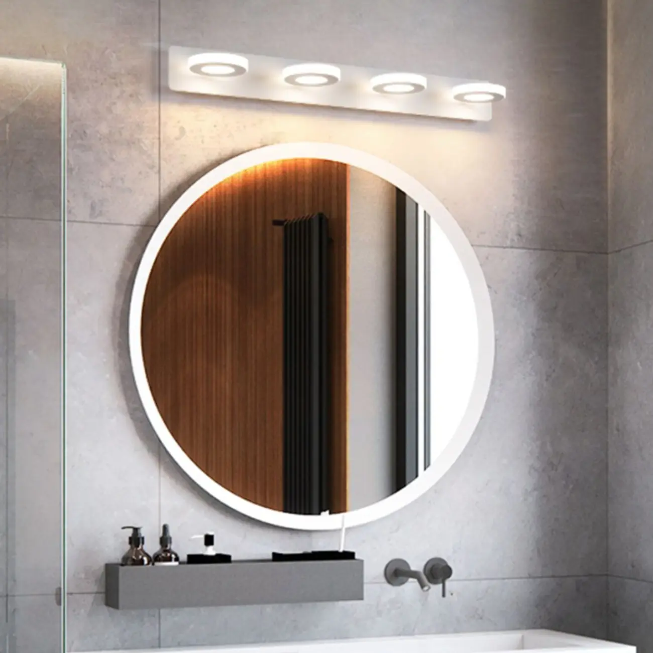 Classic Circular LED Vanity Light with Acrylic Shade for Bathroom Image - 5 | homeyfad