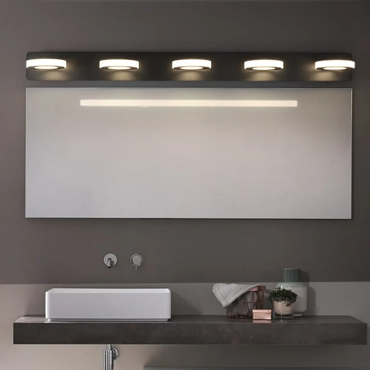 Classic Circular LED Vanity Light with Acrylic Shade for Bathroom Image - 7