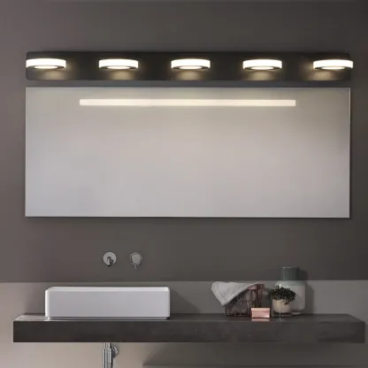 Classic Circular LED Vanity Light with Acrylic Shade for Bathroom Image - 7