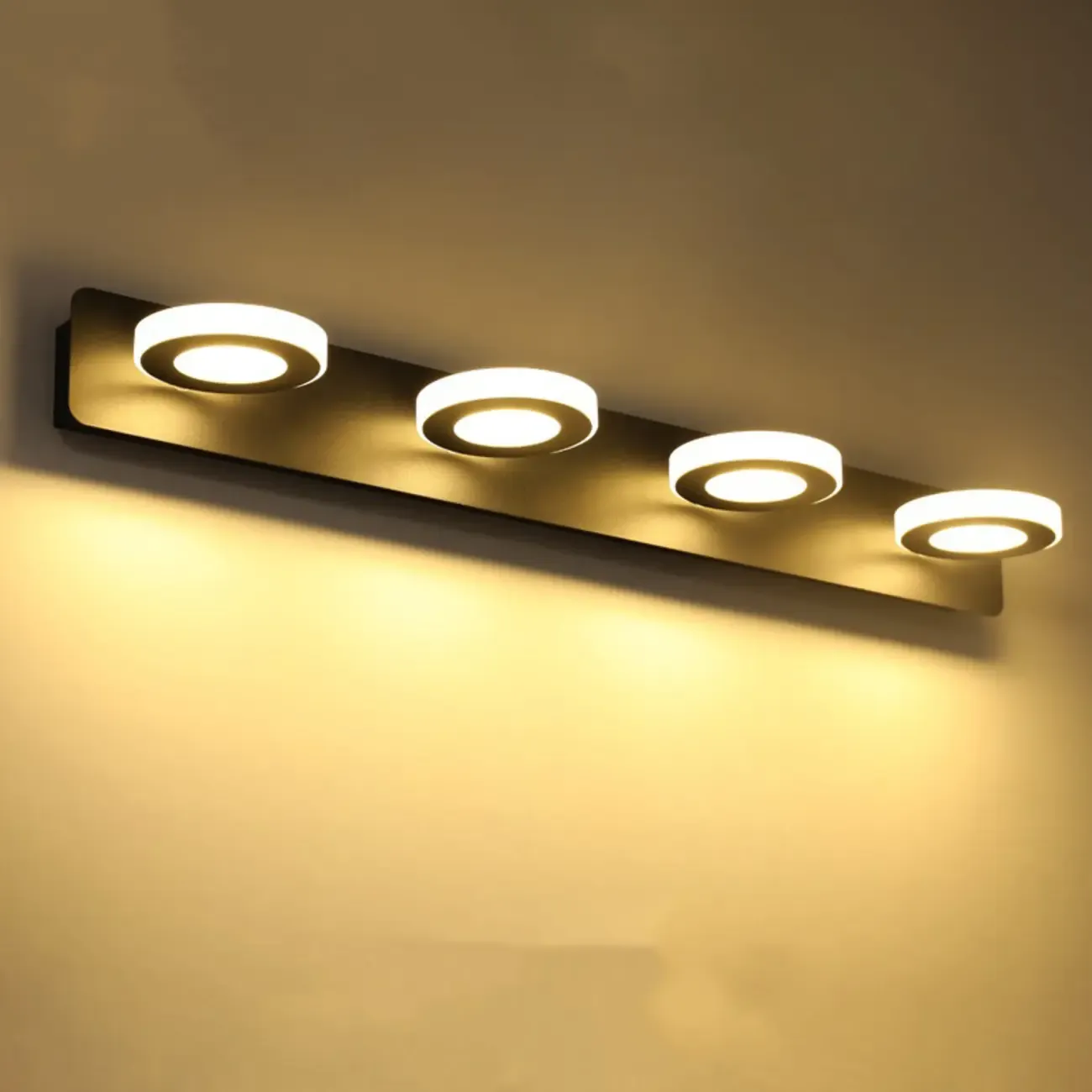 Classic Circular LED Vanity Light with Acrylic Shade for Bathroom Image - 12