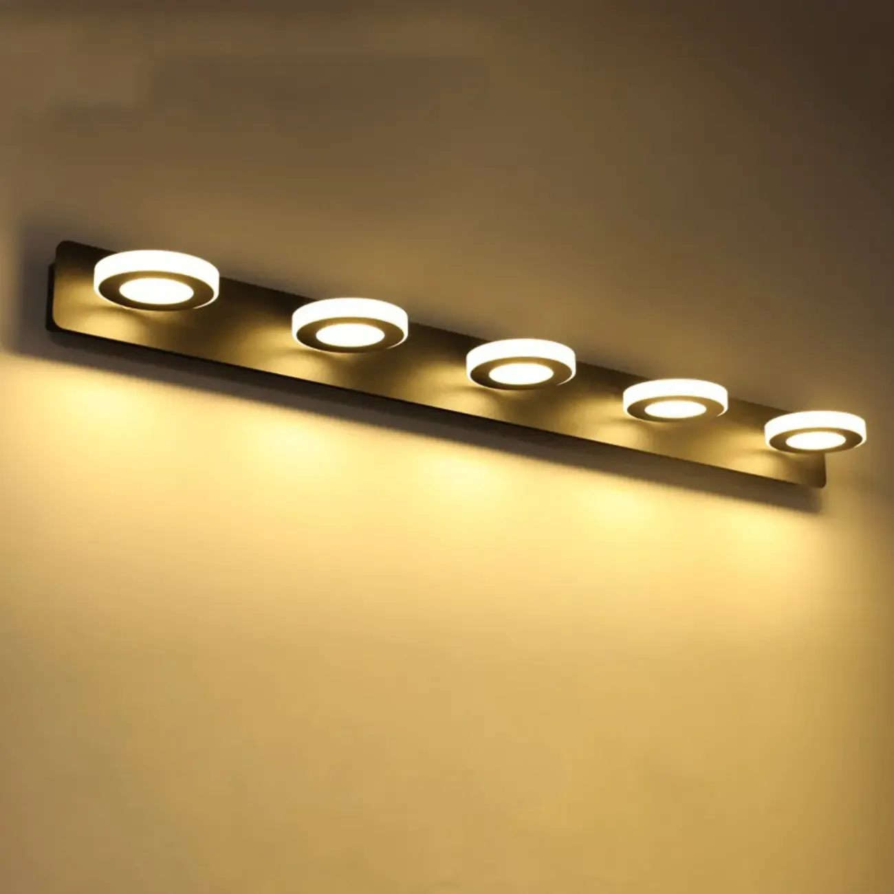 Classic Circular LED Vanity Light with Acrylic Shade for Bathroom Image - 15