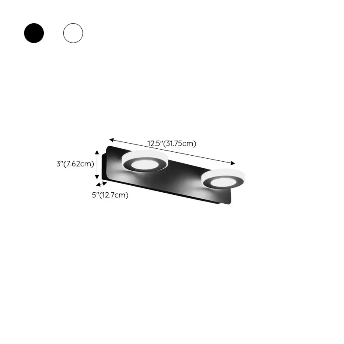 Classic Circular LED Vanity Light with Acrylic Shade for Bathroom #size