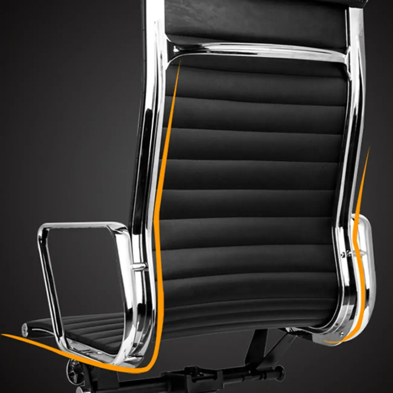 Beige Leather Adjustable High-Back Swivel Office Chair Image - 7