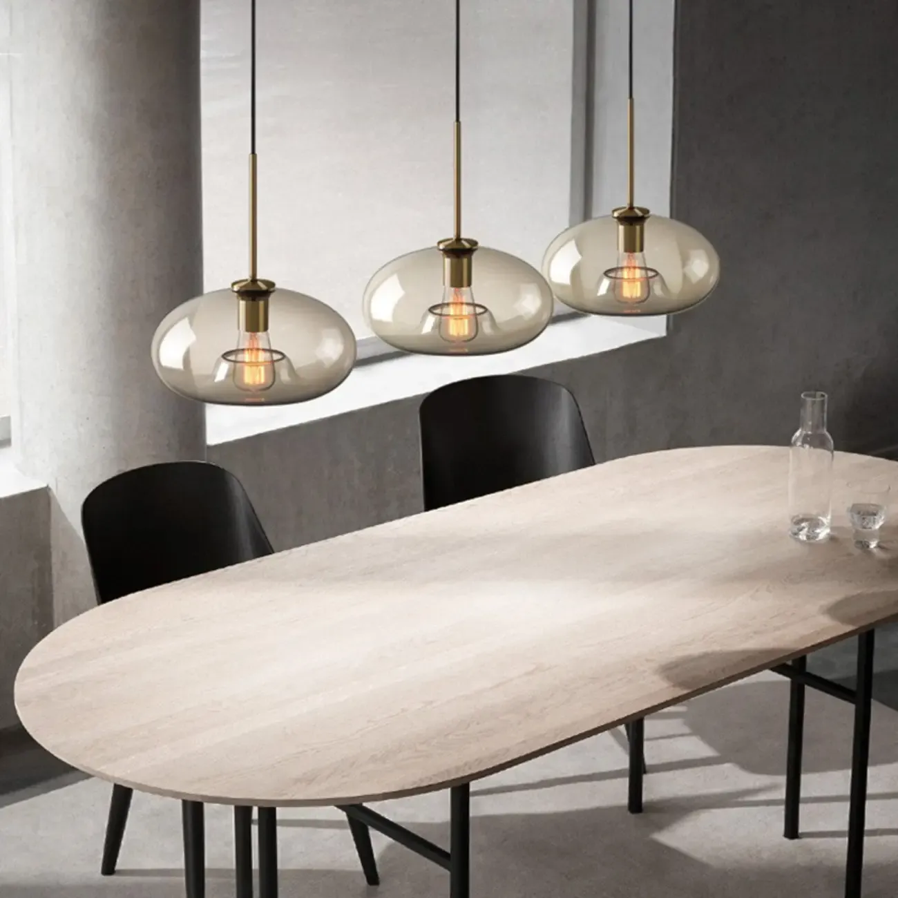 Modern Glass Globe Pendant Light with Adjustable Cord for Dining Image - 5