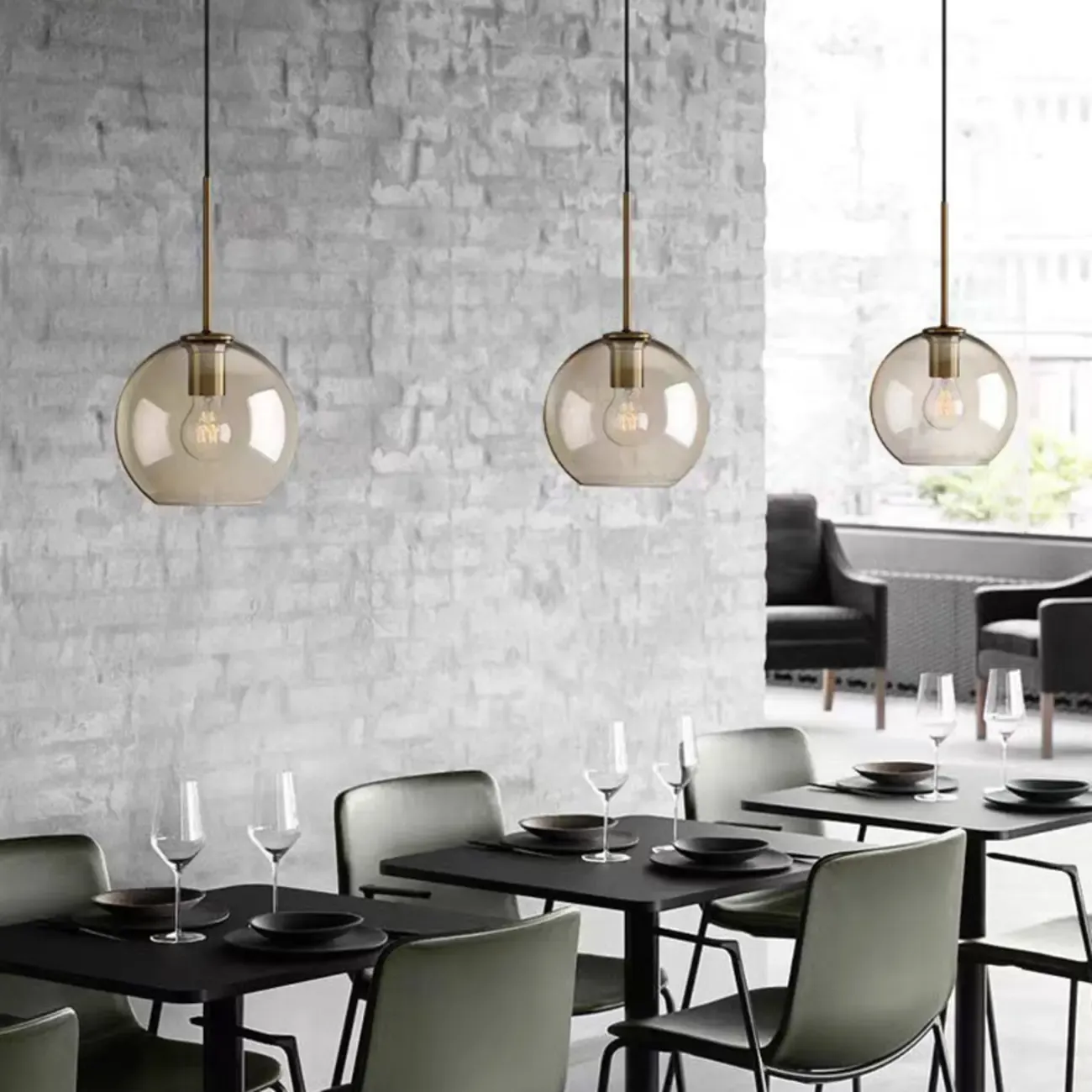 Modern Glass Globe Pendant Light with Adjustable Cord for Dining Image - 8