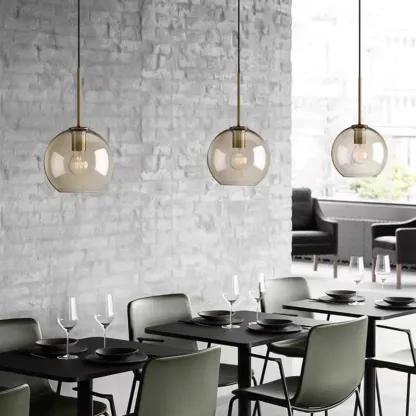 Modern Glass Globe Pendant Light with Adjustable Cord for Dining Image - 8