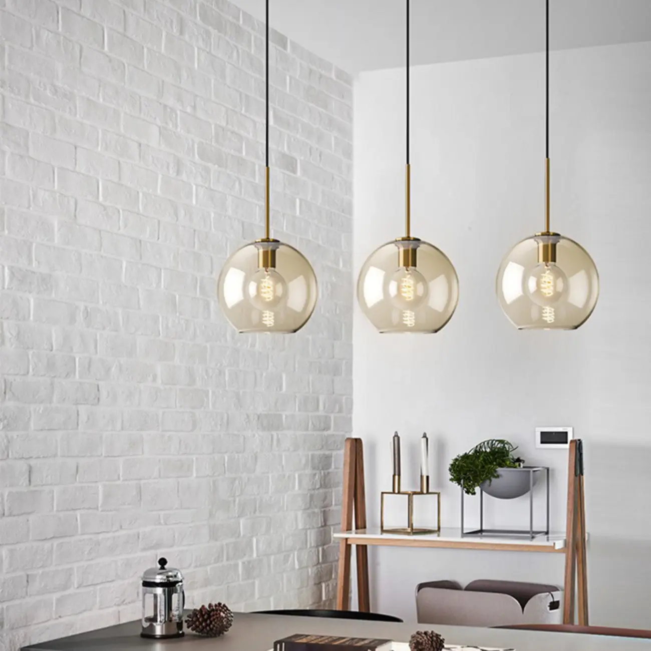 Modern Glass Globe Pendant Light with Adjustable Cord for Dining Image - 20 | homeyfad