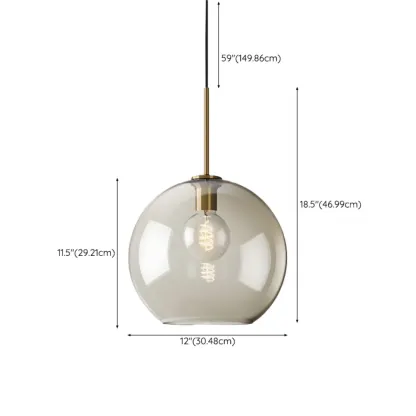 Modern Glass Globe Pendant Light with Adjustable Cord for Dining Image - 24