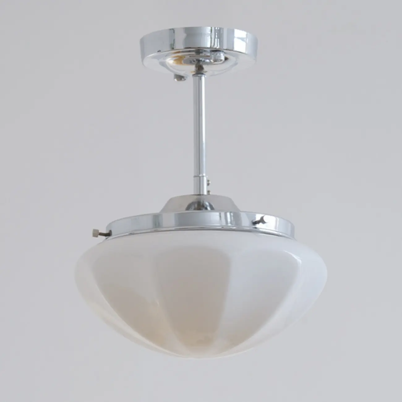 Mini White Round Glass Modern Metal Semi Flush Ceiling Light Image - 2 | homeyfad