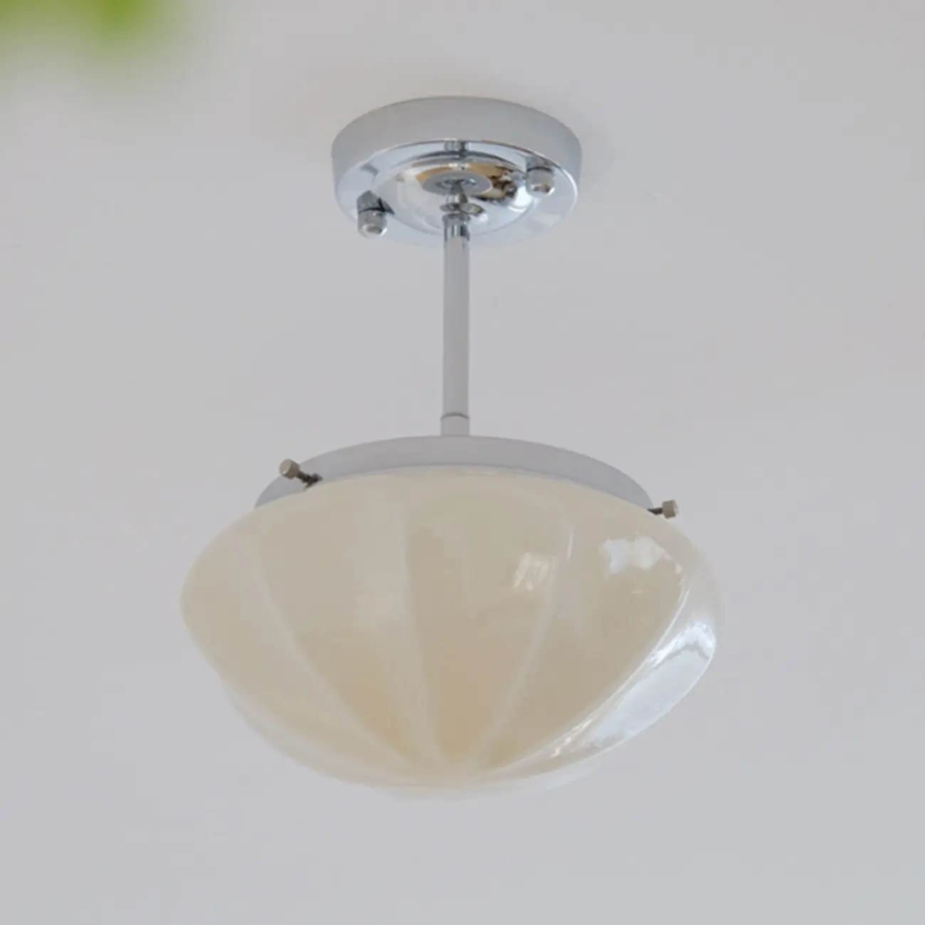 Mini White Round Glass Modern Metal Semi Flush Ceiling Light Image - 4 | homeyfad