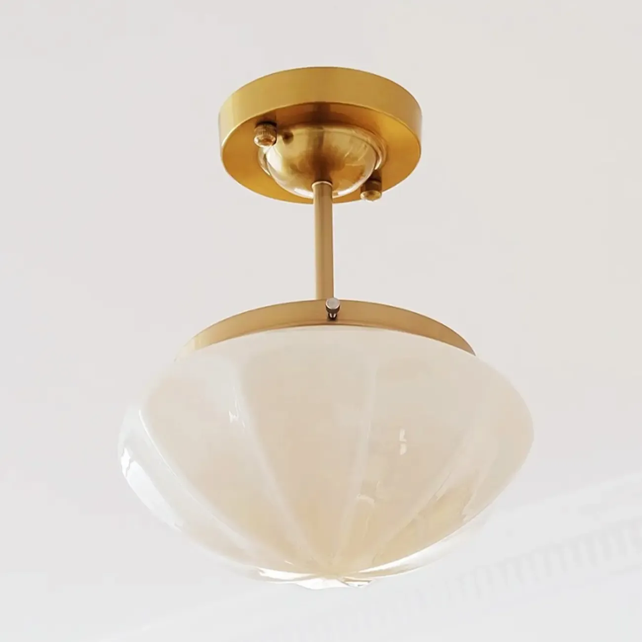 Mini White Round Glass Modern Metal Semi Flush Ceiling Light Image - 8