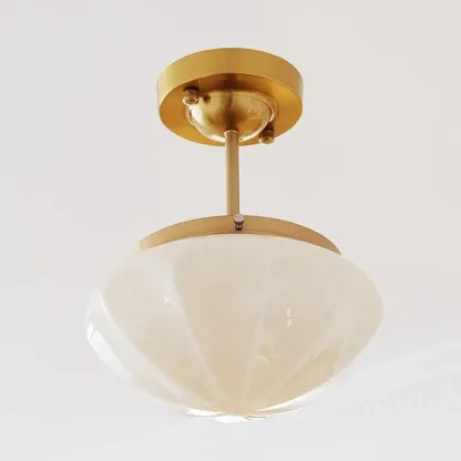 Mini White Round Glass Modern Metal Semi Flush Ceiling Light Image - 8