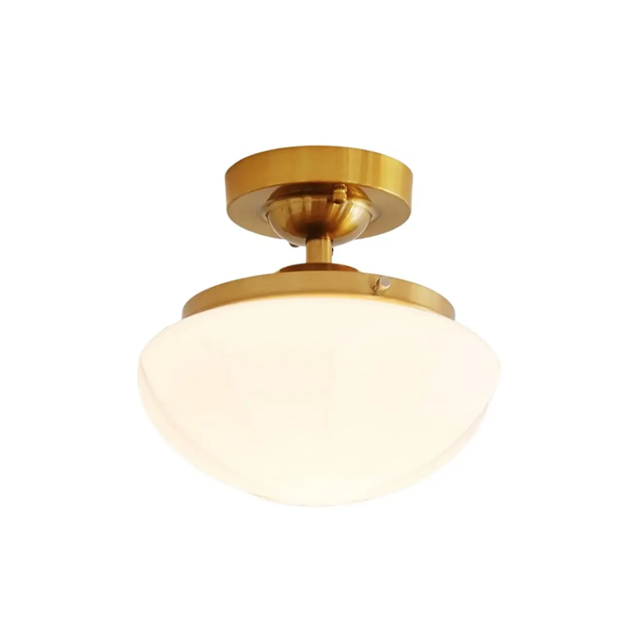 Mini White Round Glass Modern Metal Semi Flush Ceiling Light Image - 10 | homeyfad