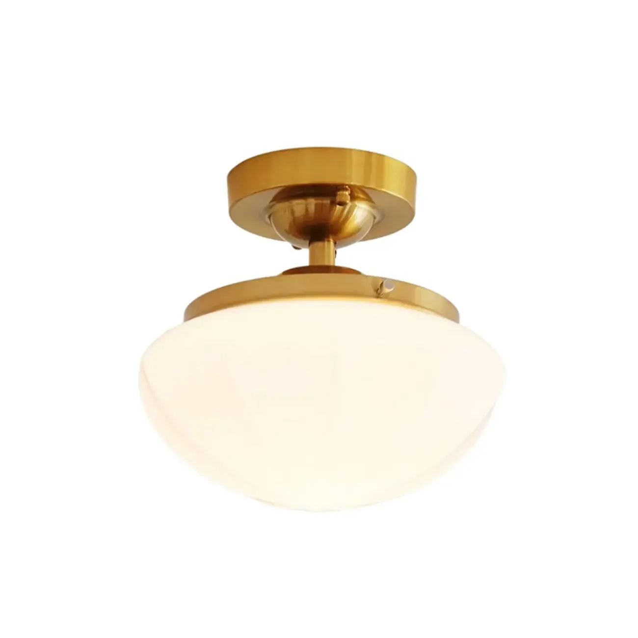 Mini White Round Glass Modern Metal Semi Flush Ceiling Light Image - 10