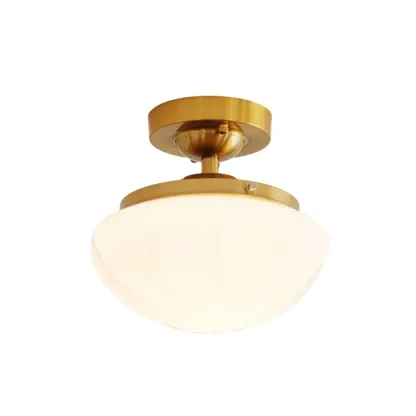 Mini White Round Glass Modern Metal Semi Flush Ceiling Light Image - 10