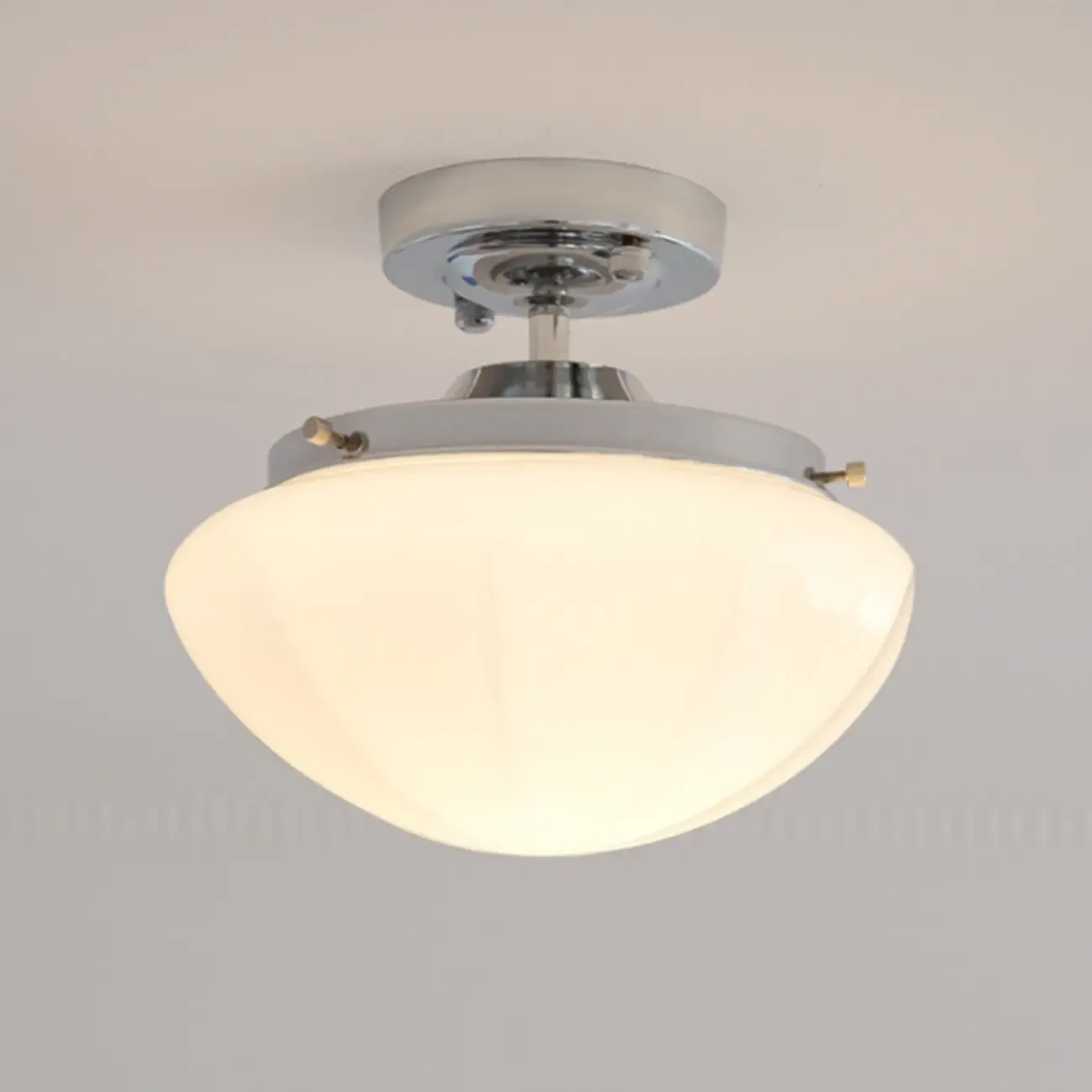 Mini White Round Glass Modern Metal Semi Flush Ceiling Light Image - 14