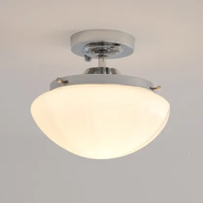 Mini White Round Glass Modern Metal Semi Flush Ceiling Light Image - 14