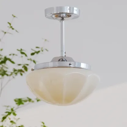 Mini White Round Glass Modern Metal Semi Flush Ceiling Light Image - 21