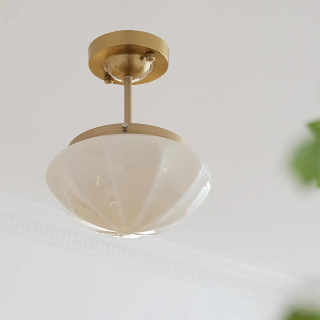 Mini White Round Glass Modern Metal Semi Flush Ceiling Light Image - 22 | homeyfad