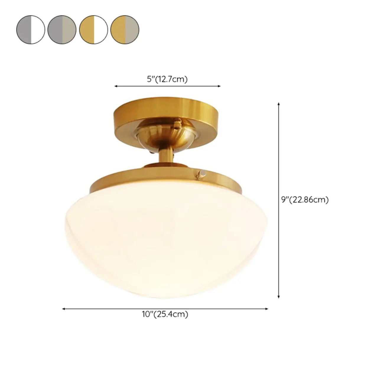Mini White Round Glass Modern Metal Semi Flush Ceiling Light #size | homeyfad