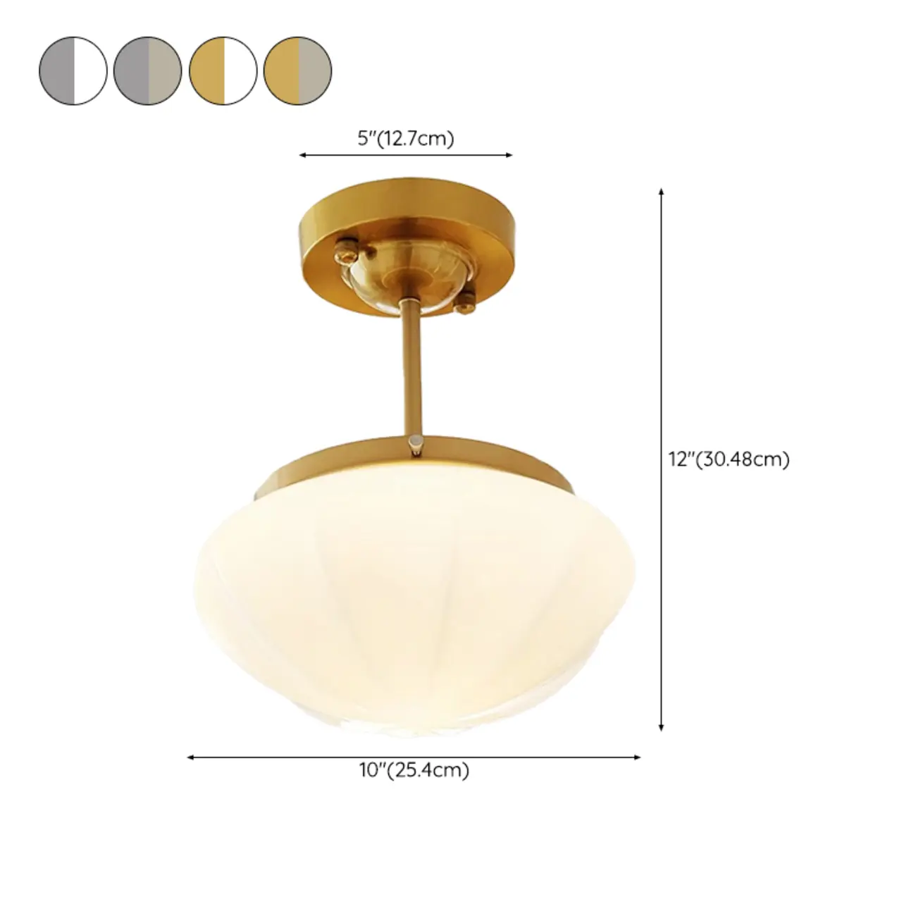 Mini White Round Glass Modern Metal Semi Flush Ceiling Light Image - 25 | homeyfad