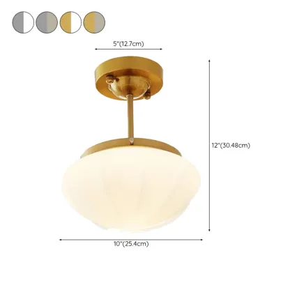 Mini White Round Glass Modern Metal Semi Flush Ceiling Light Image - 25
