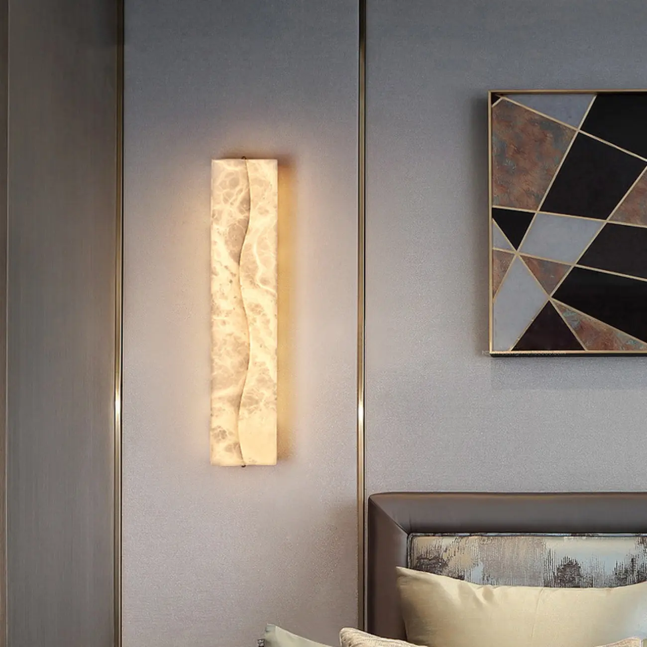 Modern Ivory Stone Warm Light Wall Sconce light Image - 3 | homeyfad
