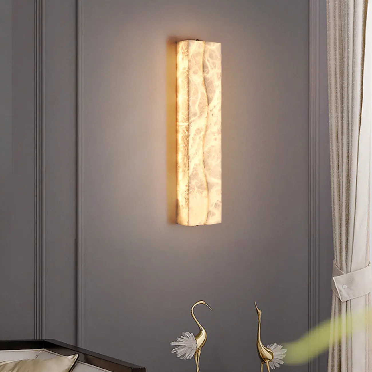 Modern Ivory Stone Warm Light Wall Sconce light Image - 5 | homeyfad