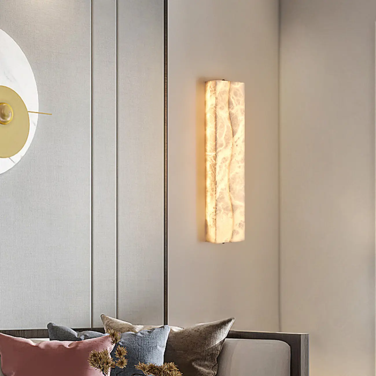 Modern Ivory Stone Warm Light Wall Sconce light Image - 4 | homeyfad