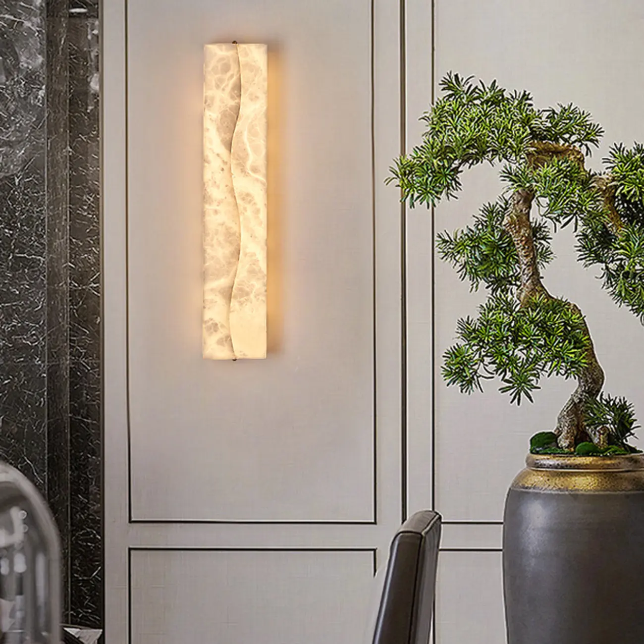 Modern Ivory Stone Warm Light Wall Sconce light Image - 1 | homeyfad