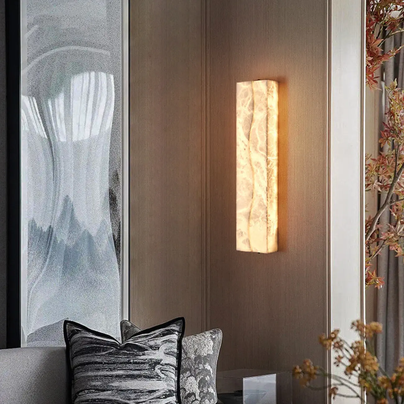 Modern Ivory Stone Warm Light Wall Sconce light Image - 2 | homeyfad