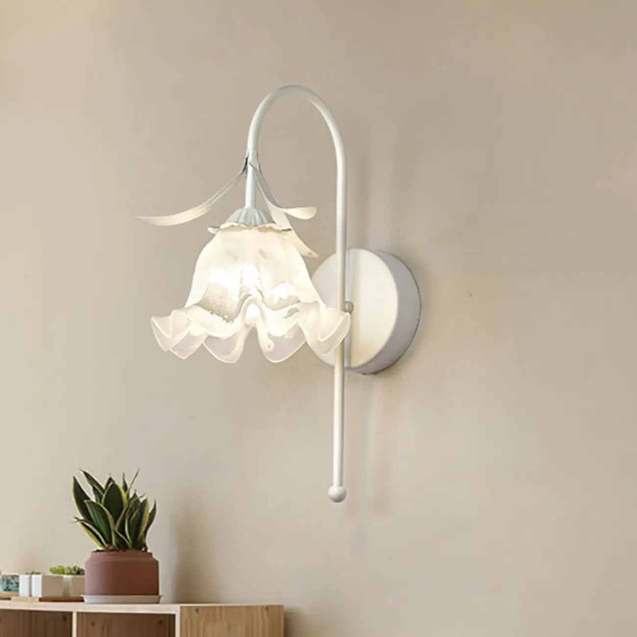 Modern Floral Metal Wall Light with Plastic Shade Image - 4 | homeyfad