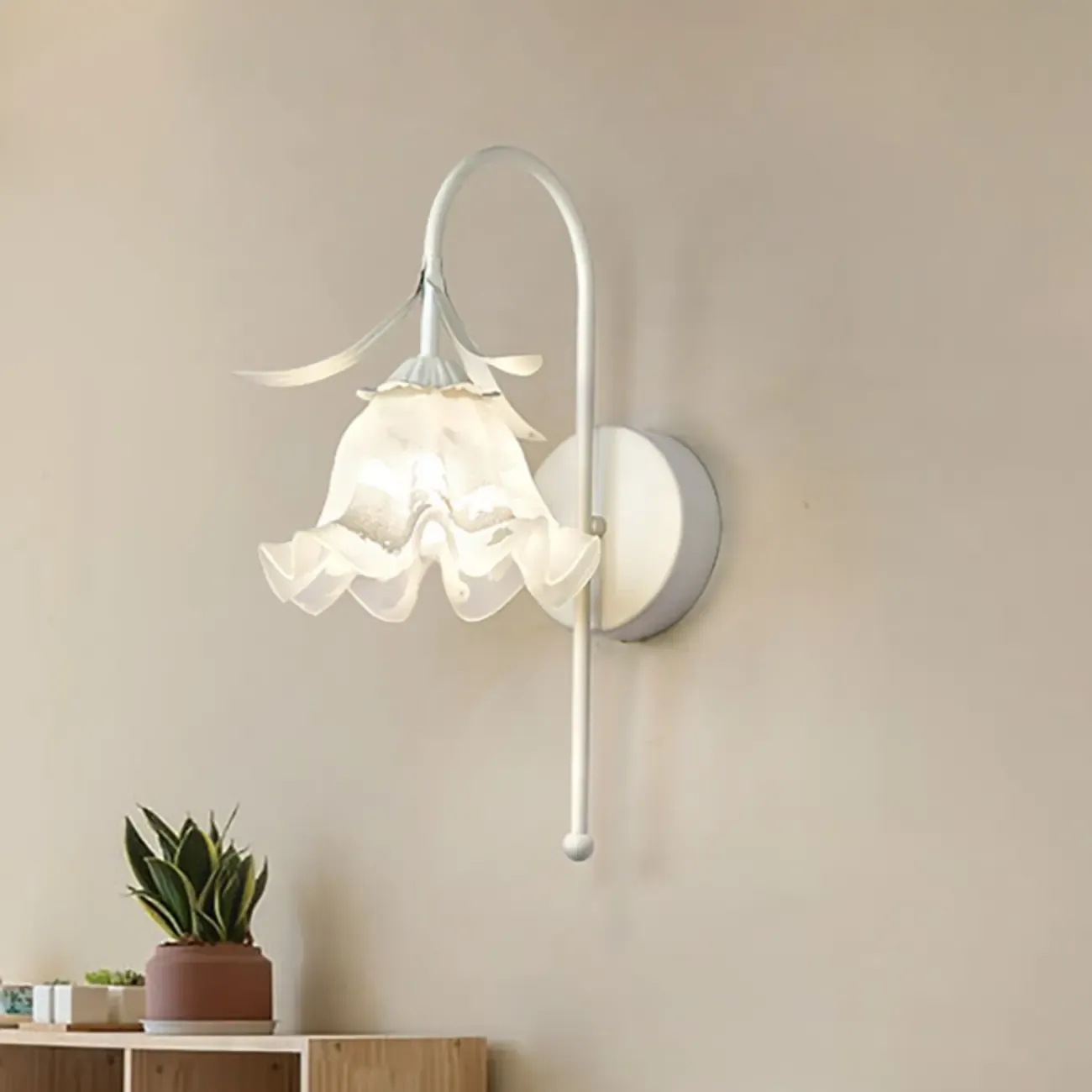 Modern Floral Metal Wall Light with Plastic Shade Image - 4