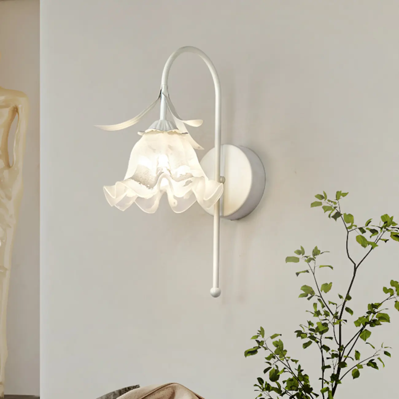Modern Floral Metal Wall Light with Plastic Shade Image - 5 | homeyfad