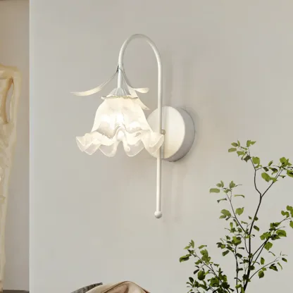 Modern Floral Metal Wall Light with Plastic Shade Image - 5