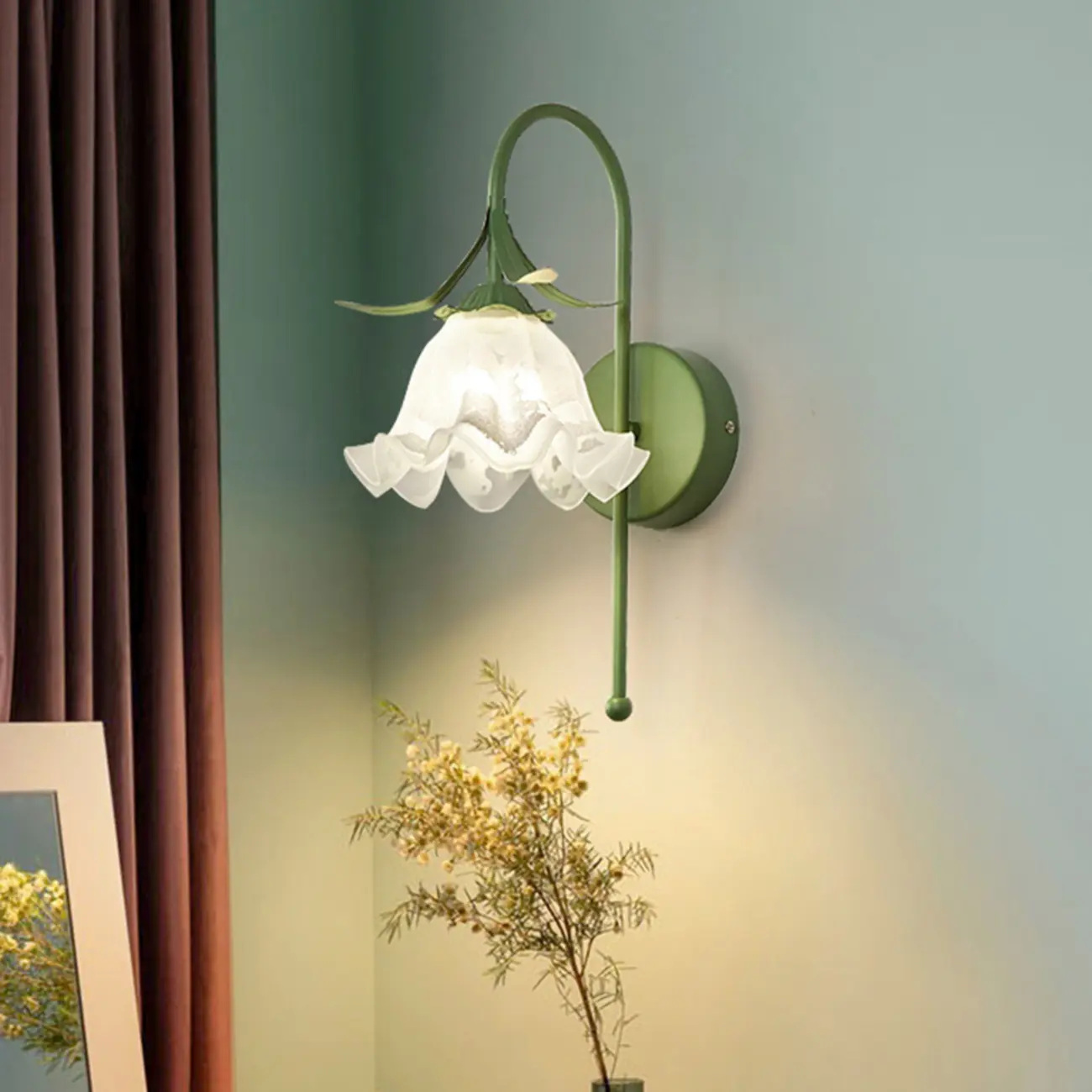 Modern Floral Metal Wall Light with Plastic Shade Image - 3 | homeyfad