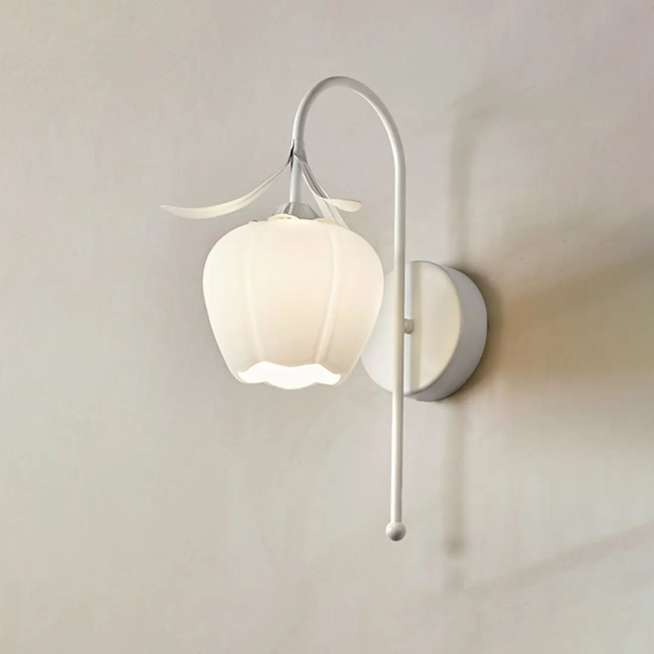Modern Floral Metal Wall Light with Plastic Shade Image - 2 | homeyfad