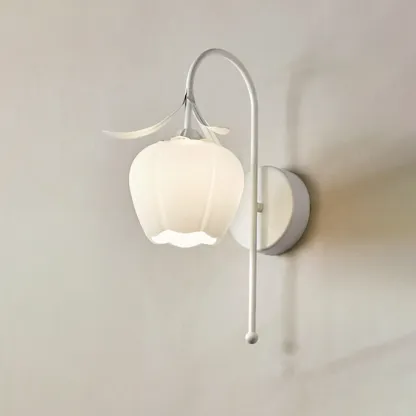 Modern Floral Metal Wall Light with Plastic Shade Image - 2
