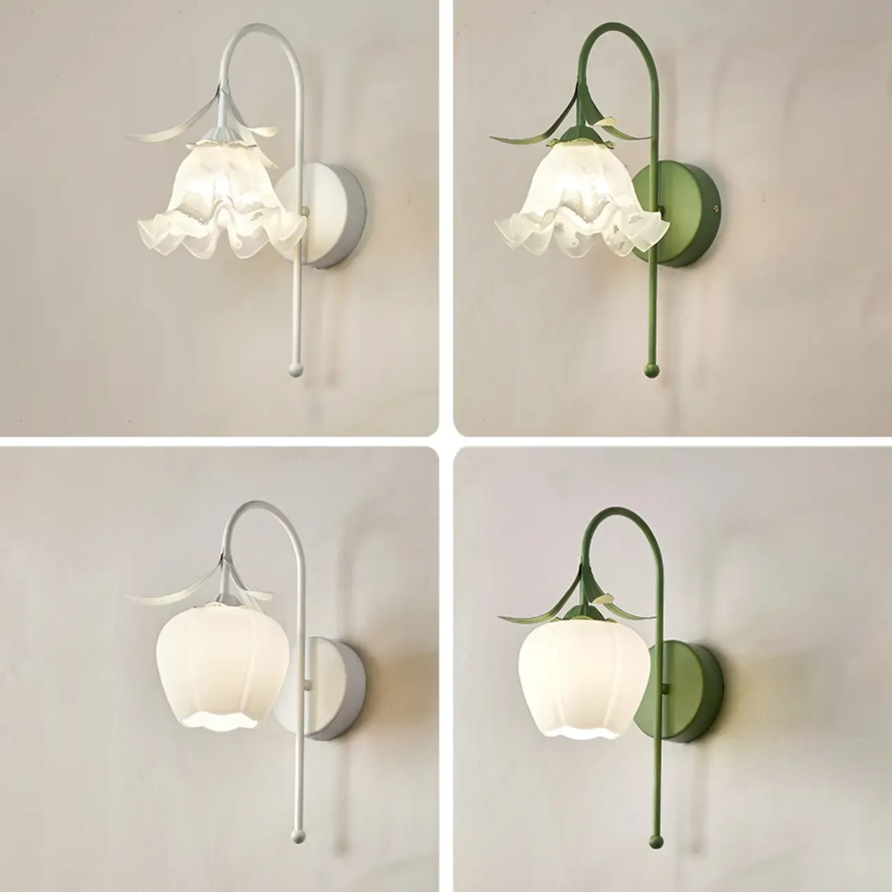Modern Floral Metal Wall Light with Plastic Shade Image - 13