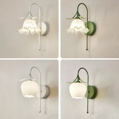 Modern Floral Metal Wall Light with Plastic Shade Image - 13