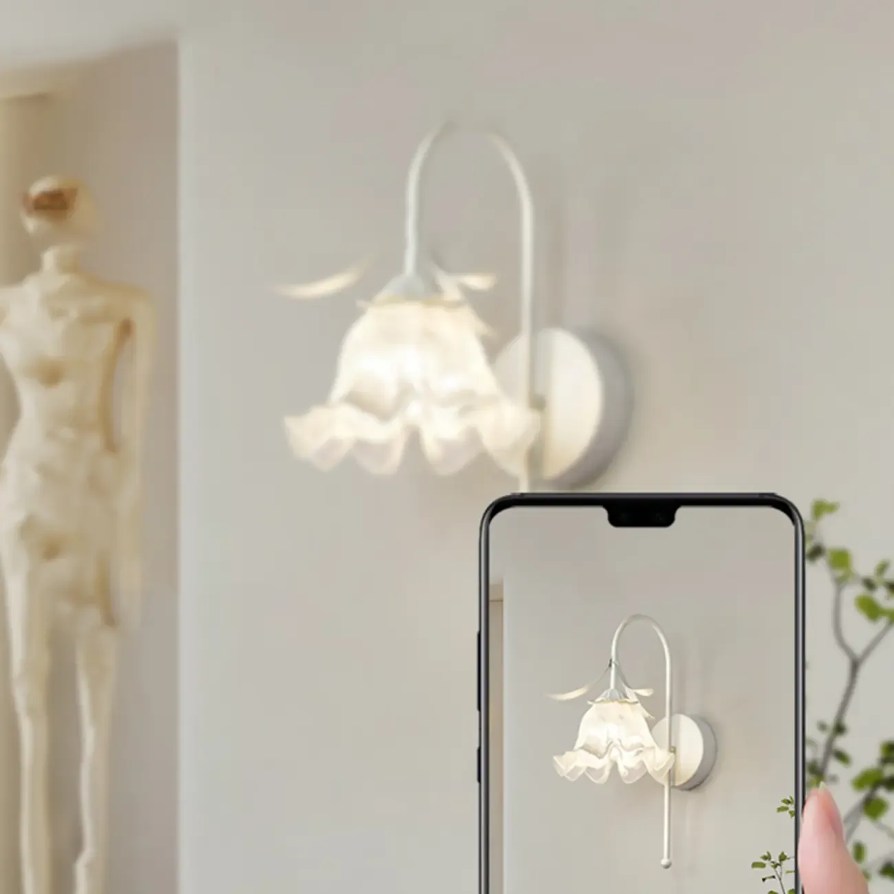 Modern Floral Metal Wall Light with Plastic Shade Image - 16