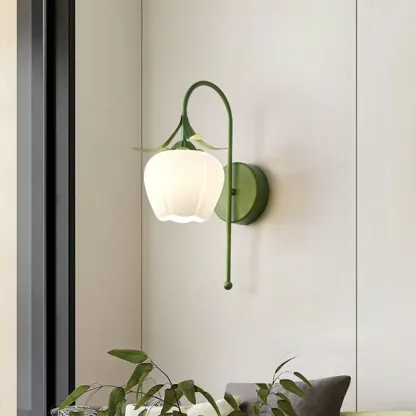 Modern Floral Metal Wall Light with Plastic Shade Image - 17